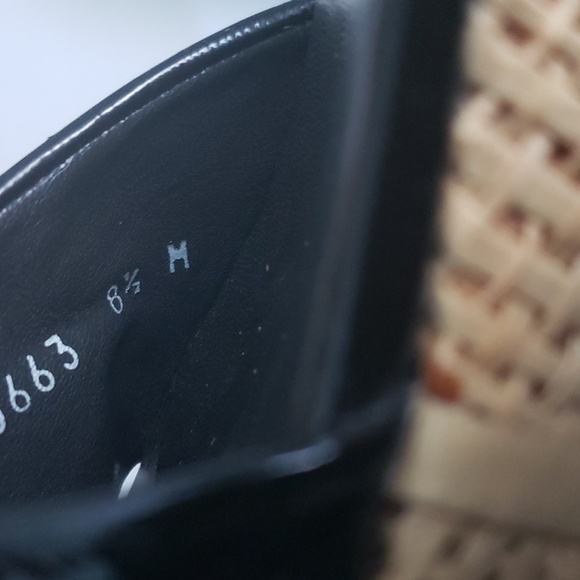 STUART WEITZMAN PATENT LEATHER WEDGE Straw SANDALS SZ 8.5M - Picture 5 of 7